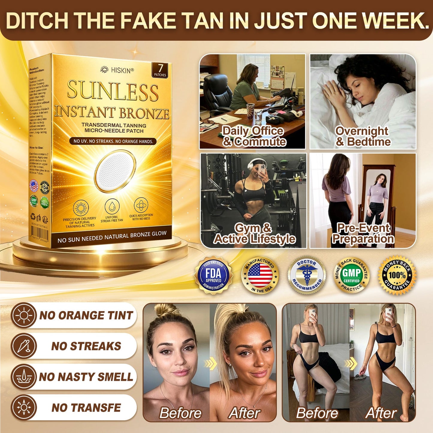 🤎𝐇𝐢𝐬𝐤𝐢𝐧® 𝐒𝐮𝐧𝐥𝐞𝐬𝐬 𝐈𝐧𝐬𝐭𝐚𝐧𝐭 𝐁𝐫𝐨𝐧𝐳𝐞 𝐓𝐚𝐧𝐧𝐢𝐧𝐠 𝐌𝐢𝐜𝐫𝐨𝐧𝐞𝐞𝐝𝐥𝐞 𝐏𝐚𝐭𝐜𝐡 🇺🇸 (𝐉𝐮𝐬𝐭 𝐨𝐧𝐜𝐞 𝐚 𝐝𝐚𝐲) 𝐕𝐢𝐬𝐢𝐛𝐥𝐞 𝐁𝐫𝐨𝐧𝐳𝐞 𝐆𝐥𝐨𝐰 𝐢𝐧 𝟕 𝐃𝐚𝐲𝐬 ✅ 𝐍𝐨 𝐔𝐕, 𝐍𝐨 𝐎𝐫𝐚𝐧𝐠𝐞, 𝐍𝐨 𝐒𝐭𝐫𝐞𝐚𝐤𝐬, 𝐍𝐨 𝐃𝐇𝐀, 𝐍𝐨 𝐌𝐞𝐬𝐬.